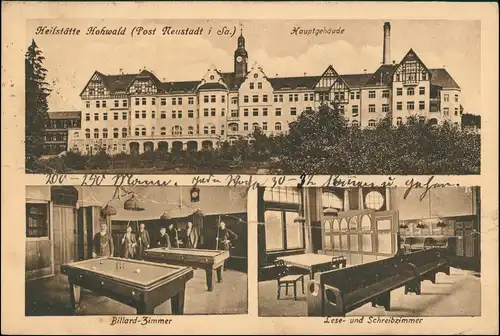 Hohwald (Sachsen) 3 Bild Heilstätte Billard Zimmer Lesezimmer 1925