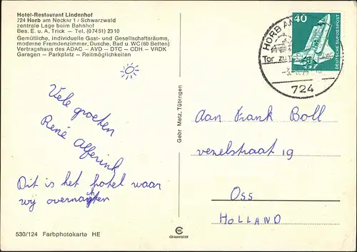 Horb am Neckar Hotel-Restaurant Lindenhof Bes. E. u. A. Trick 1974