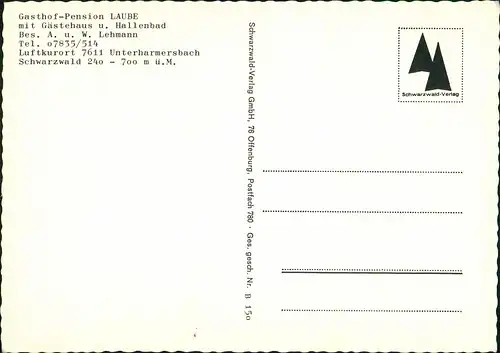 Zell am Harmersbach Gasthof-Pension LAUBE Gästehaus OT Unterharmersbach 1975