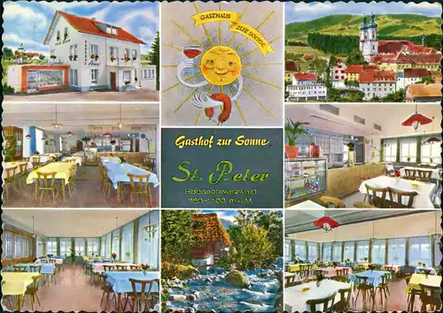 St. Peter (Hochschwarzwald) St. Peter (Hochschwarzwald) Mehrbild-AK mit Gasthof zur Sonne Innen & Außen 1967