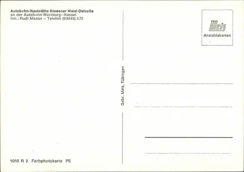 Hausen bei Würzburg Autobahn Raststätte Gasthaus Riedener Wald Ostseite 1970