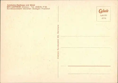 Leipheim Raststätte Autobahn Rasthaus & Motel Innen & Außen 1967