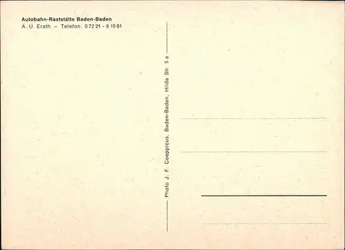 Baden-Baden Autos a.d. Autobahn Raststätte Rasthaus Innen & Außenansicht 1965