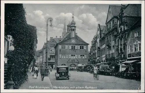 Ansichtskarte Bad Kissingen Marktplatz, Martstände - Drogerie 1934