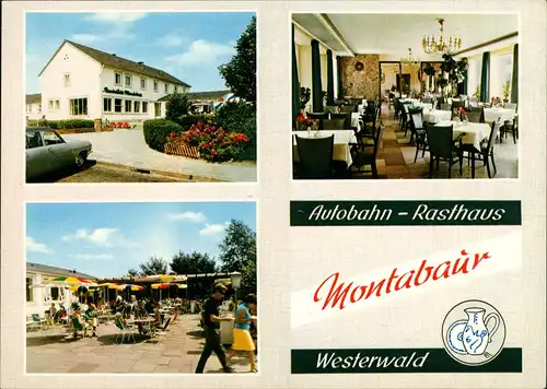 Montabaur Autobahn Raststätte Rasthaus Innen & Außenansicht 1965