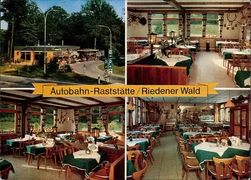 Hausen bei Würzburg Riedener Wald Autobahn Raststätte Rasthof Innen   1965