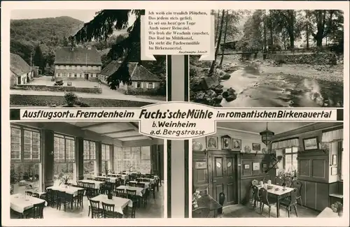 Weinheim (Bergstraße) Fremdenheim Fuchs`sche Mühle Birkenauertal Innen  1955