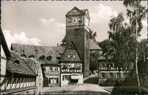 Ansichtskarte Kronach Strassen Partie mit Festungs-Aufgang Stadtturm 1960