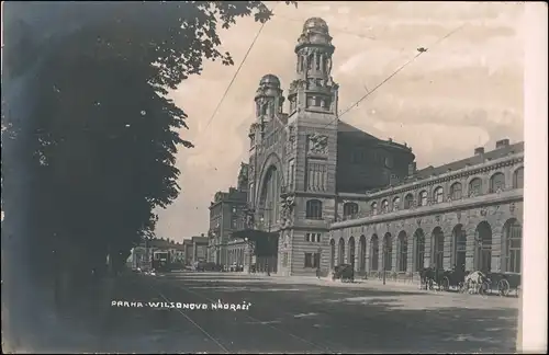 Postcard Prag Praha Wilson Bahnhof - Straße Station 1926 Privatfoto