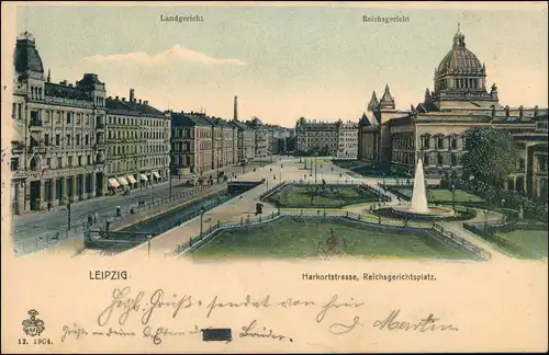 Ansichtskarte Leipzig Harkortstrasse Landgericht 1904