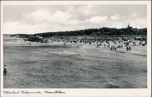 Postcard Stolpmünde Ustka Stadt - Strandleben 1936