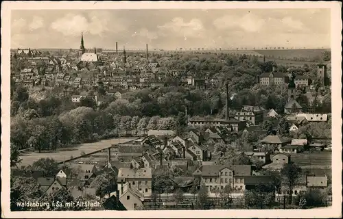 Ansichtskarte Waldenburg (Sachsen) Stadtpartie - Fabrikanlagen 1936