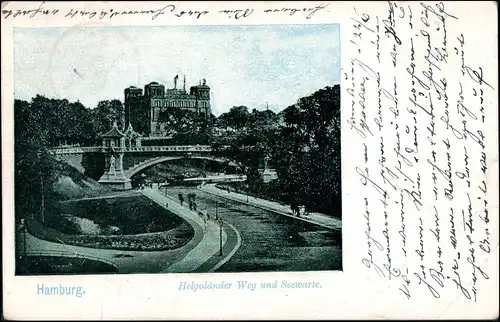 Ansichtskarte Hamburg Helgoländer Weg und Seewarte 1904