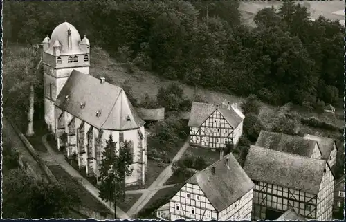 Rauschenberg Luftbild Überflug Kirche und Höfe, Fachwerkhäuser 1950