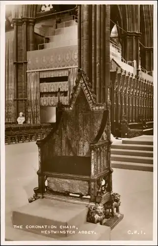 Postcard London Westminster Abbey The Coronation Chair 1953