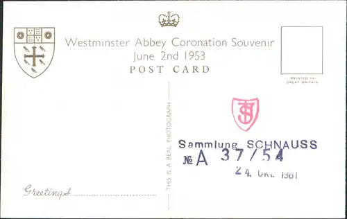 Postcard London Westminster Abbey Peeresses Seats 1953