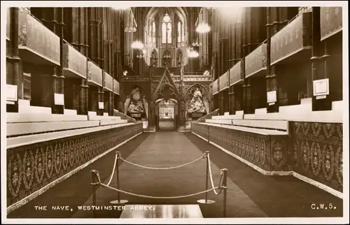Postcard London Westminster Abbey The Nave 1953