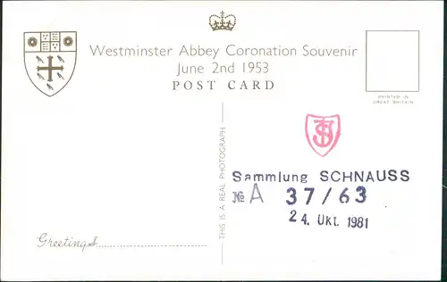 Postcard London Westminster Abbey The Nave 1953