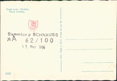 Postcard .Tschechien České kroje. Chodsko. Ranní modlitba. Typen 1938