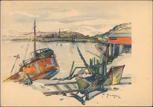 Ansichtskarte  WK2 Militaria Künstlerkarte Norge Norway 1940