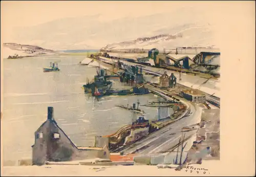 Ansichtskarte  WK2 Militaria Künstlerkarte Norge Norway Anlagen 1940