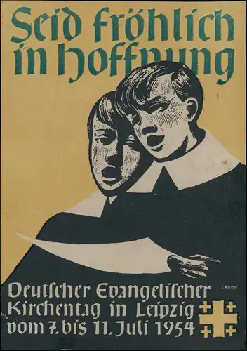 Ansichtskarte Leipzig Künstlerkarte Deutscher Evangelischer Kirchentag 1954