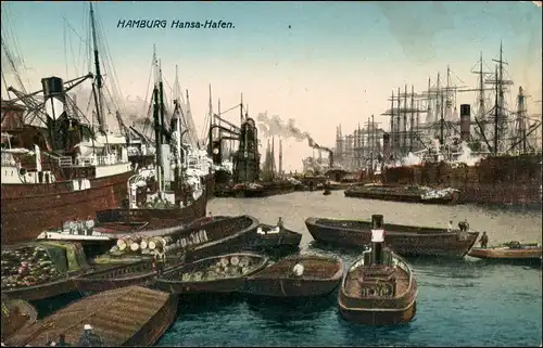 Ansichtskarte Hamburg Hansa-Hafen 1918