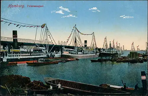 Ansichtskarte Hamburg Petersenquai - Dampfer 1914