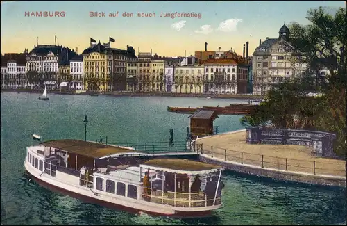 Ansichtskarte Hamburg Fähre neuer Jungfernstieg 1914