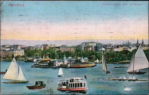 Ansichtskarte Hamburg Alsterlust, Fähre 1915