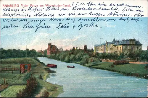Winterhude (Mühlenkamp)-Hamburg Alster Partie am Winterhuder Kanal 1904