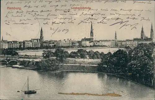 Ansichtskarte Hamburg Lombardsbrücke - Stadt 1909