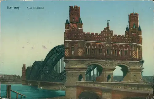 Ansichtskarte Hamburg Neue Elbbrücke 1914