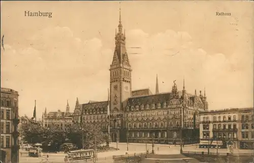 Ansichtskarte Hamburg Partie am Rathaus 1913