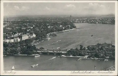 Ansichtskarte Hamburg Luftbild Lombardsbrücke 1938