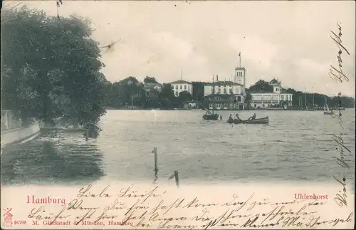 Ansichtskarte Uhlenhorst-Hamburg Uhlenhorster Fährhaus - Uferpartie 1904