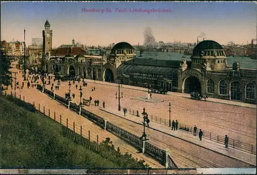 Ansichtskarte St. Pauli-Hamburg Landungsbrücken - Hafen 1914