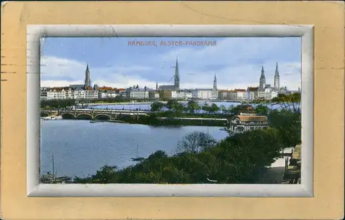 Ansichtskarte Hamburg Alster-Panorama 1911 Passepartout