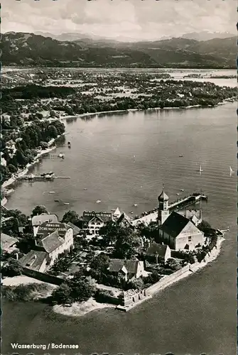 Ansichtskarte Wasserburg am Bodensee Luftbild Überflugkarte Bodensee 1960