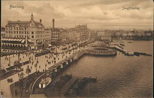 Ansichtskarte Hamburg Jungfernstieg 1917