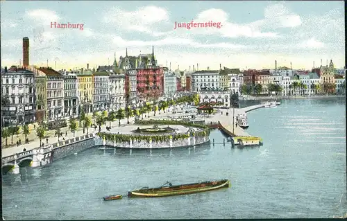 Ansichtskarte Hamburg Jungfernstieg 1910