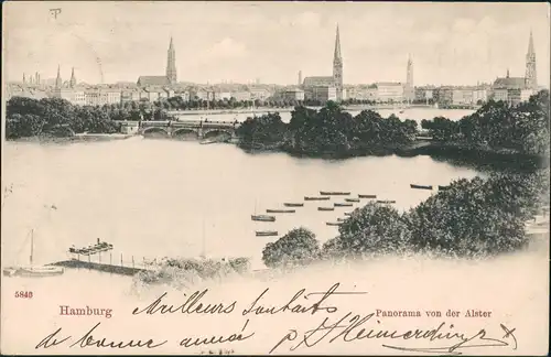 Ansichtskarte Hamburg Panorama von der Alster 1904