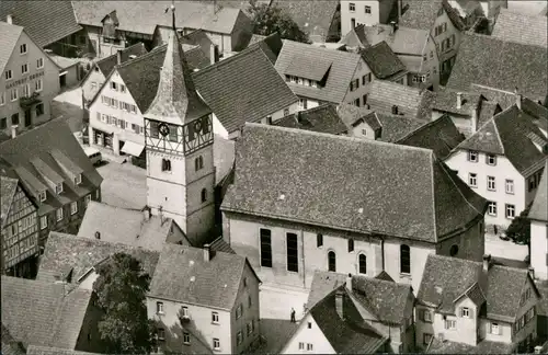Niederstetten Luftbild Überflug Dorf-Mitte Zentrum Kirche Wohnhäuser 1960