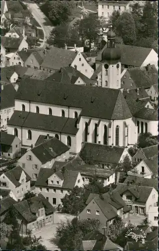 Ansichtskarte Pöttmes Luftbild Überflug Dorf-Mitte-Zentrum, Kirche 1955