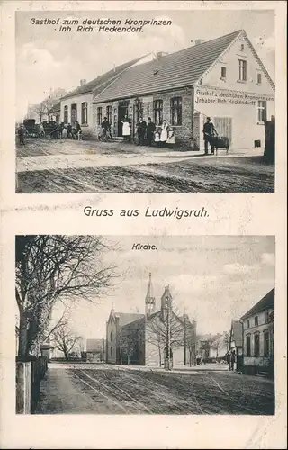 Ludwigsruh 2B Straße, Kirche b Küstrin Landsberg Warthe Neumark Neudamm 1910