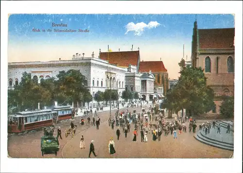 Postcard Breslau Wrocław Schweidnitzer Straße - Repro 1917/2002