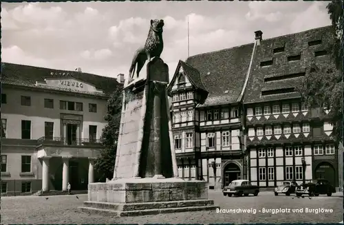 Ansichtskarte Braunschweig Burgplatz, VW Käfer 1960