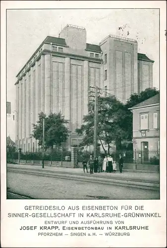 Karlsruhe GETREIDESILO AUS EISENBETON FÜR SINNER-GESELLSCHAFT  GRÜNWINKEL 1939