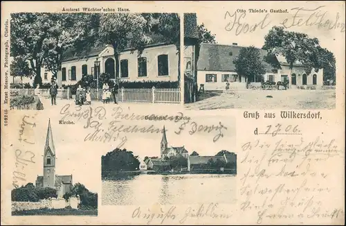 Wilkersdorf (Neumark) Krześniczka 4 B Gasthaus, Kirche b Landsberg Küstrin 1906