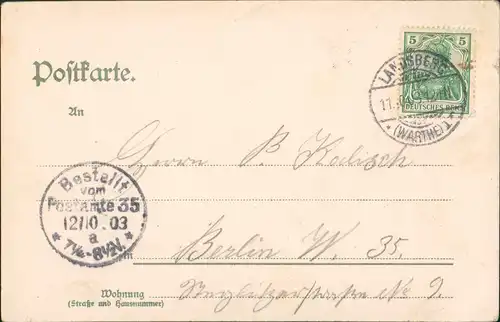 Landsberg (Warthe) Gorzów Wielkopolski Straßenpartie - Straßenbahn 1903